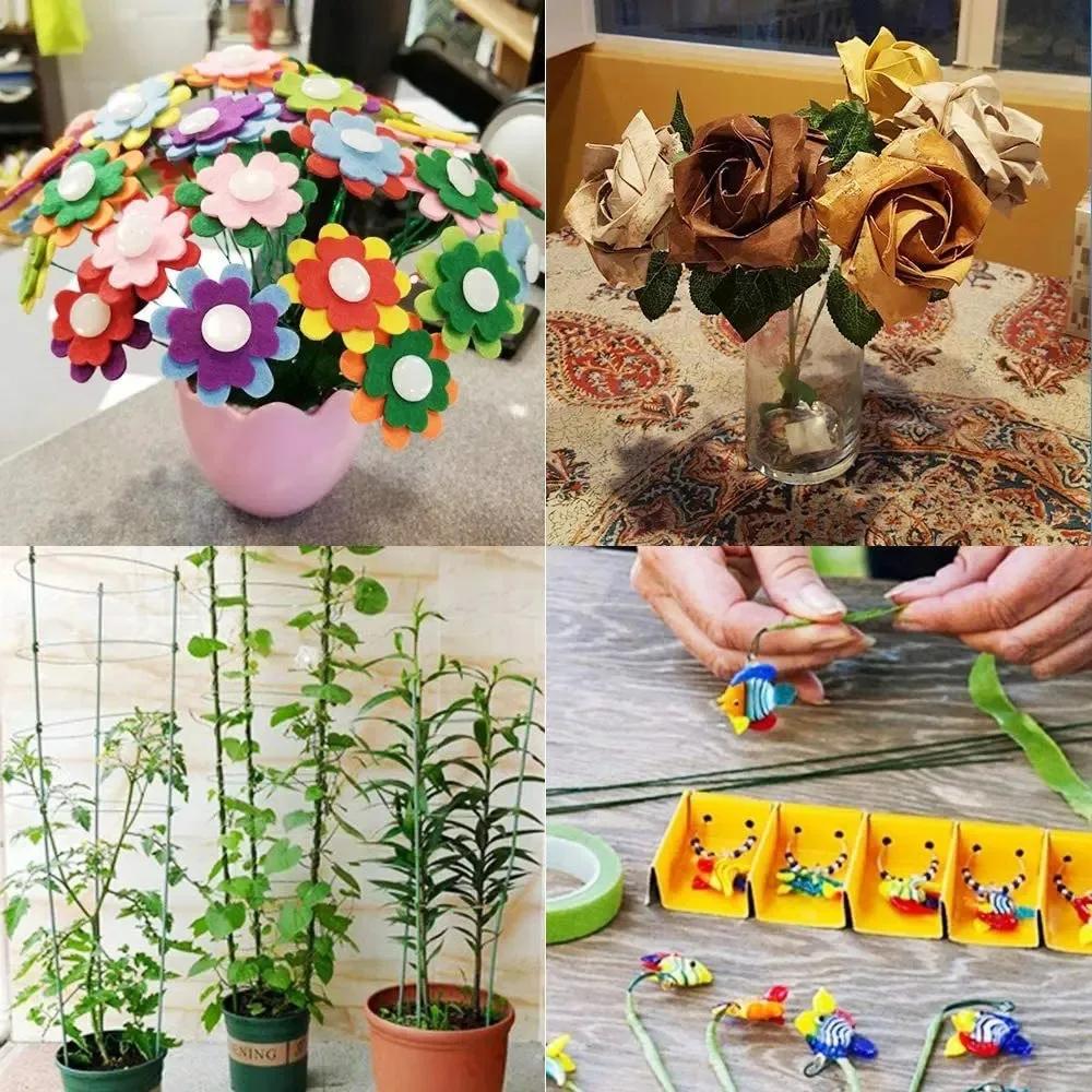 100Pcs 40cm Floral Wire Stems Paper Covered Iron Wire Paper Floral Wire DIY Crafts Flower Making Accessory Home Decor
