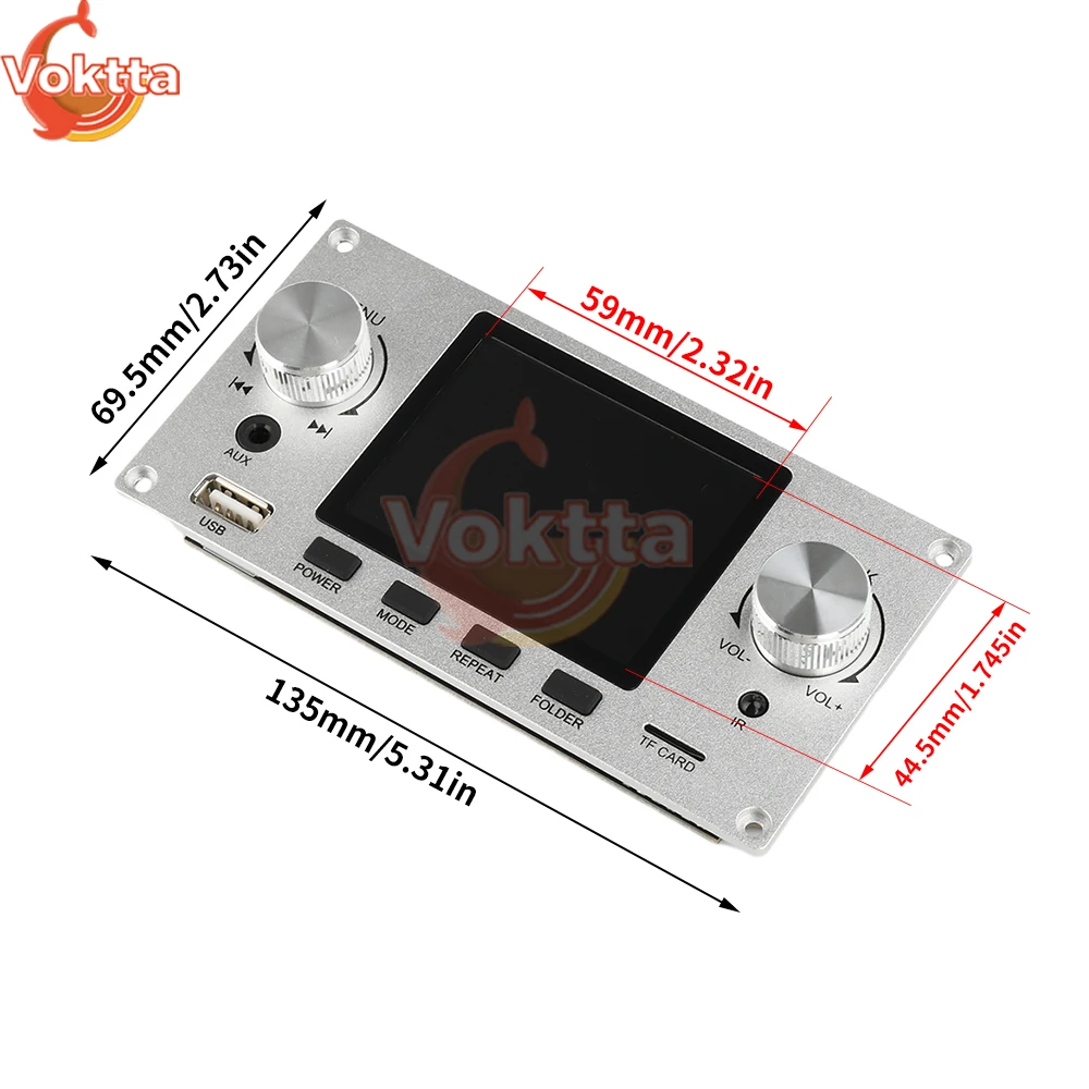 Schermo a colori TFT da 2,8 pollici Kit modulo scheda di decodifica audio senza perdita fai da te DC 4.5-5.0V I2S Lettore di uscita audio digitale USB AUX TF FM