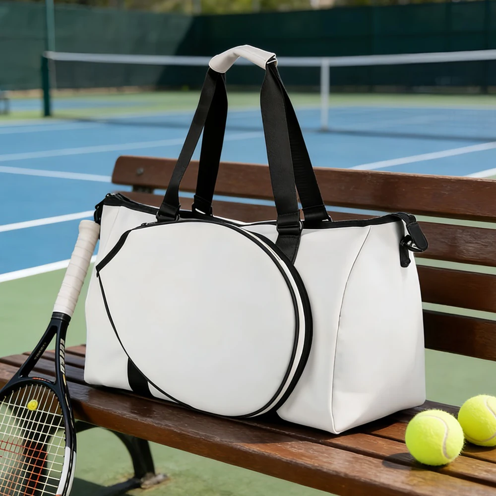 

Tennis Badminton Bag for Women with Exterior Drawstring Racket Pocket & Separate Shoe Compartment with Wet Pocket Laptop Pocket