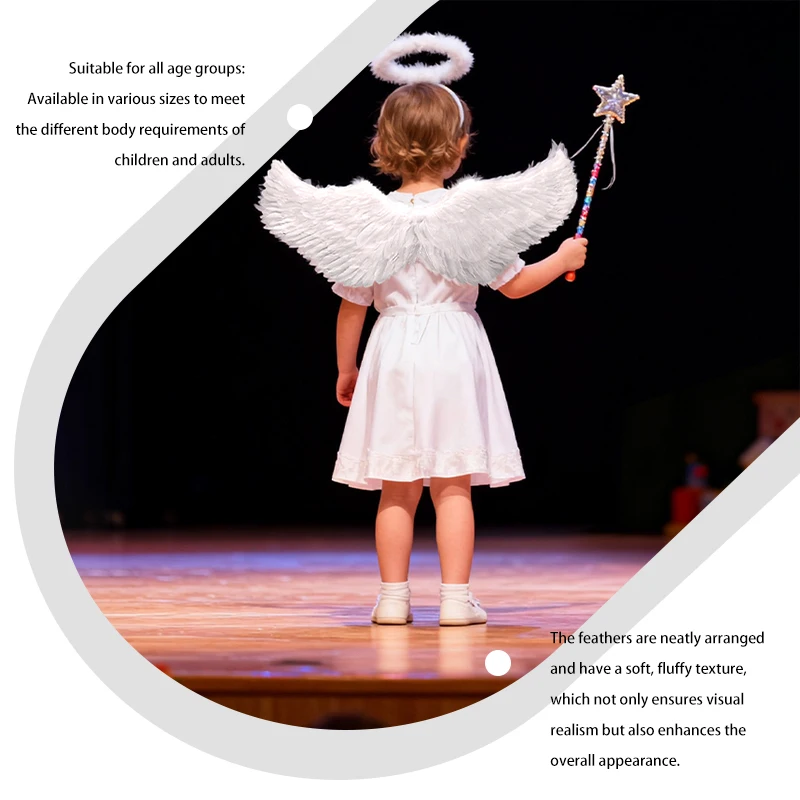 Dance Wings Accessories Halloween Wings Props Children Adult Angel Feather Wings Props Stage Performance Accessories White Black