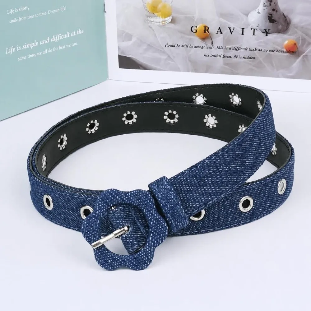 Casual PU Denim Waist Belt Adjustable Korean Style Decorative Waist Strap Slim Fit Fashion Waist Strap For Students