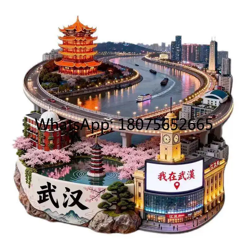 New refrigerator magnets - wuhan yangtze river bridge metal magnetic travel souvenirs