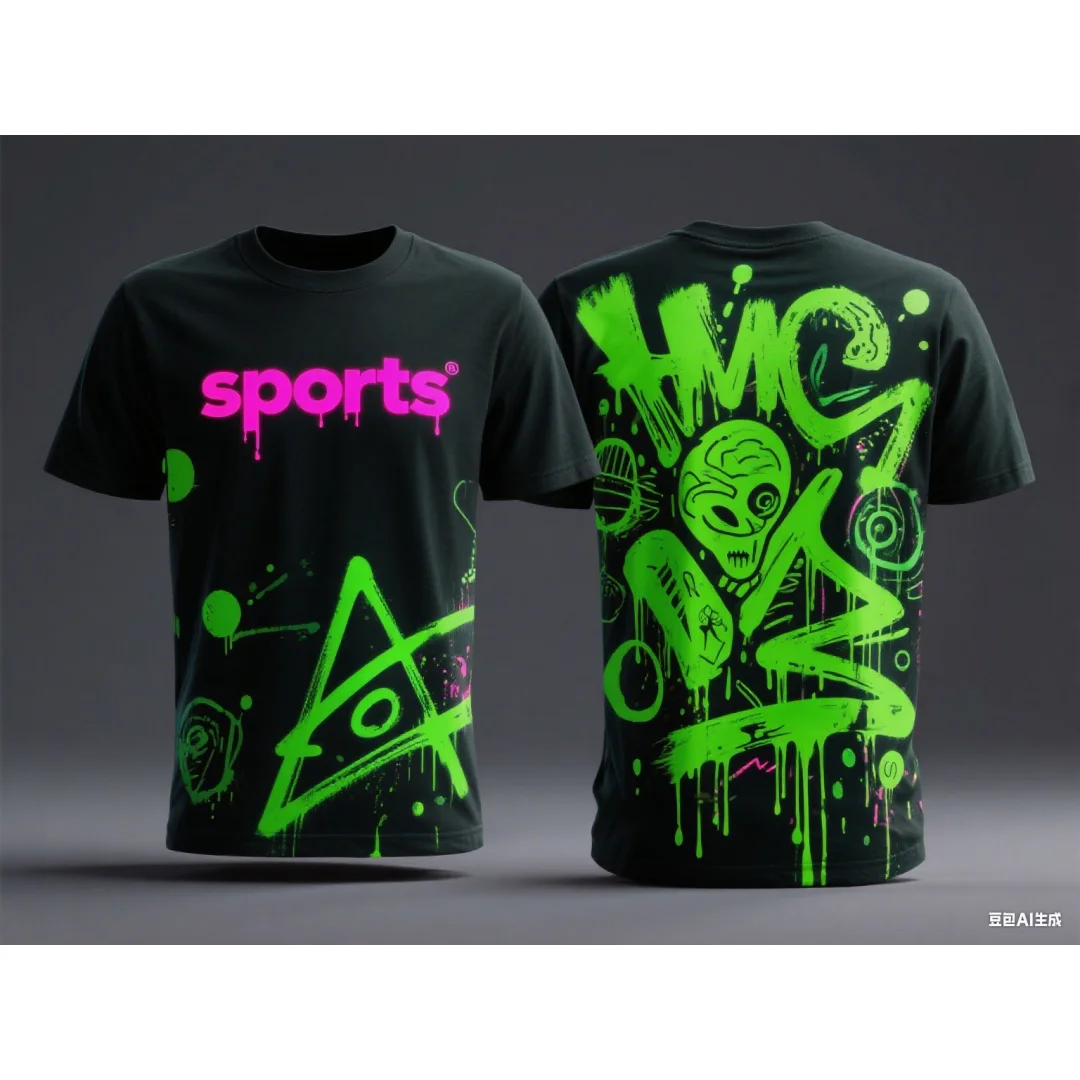 落書きランニングスポーツTシャツ サッカー バドミントン ジャージ 夏 速乾 メンズ レディース 子供服