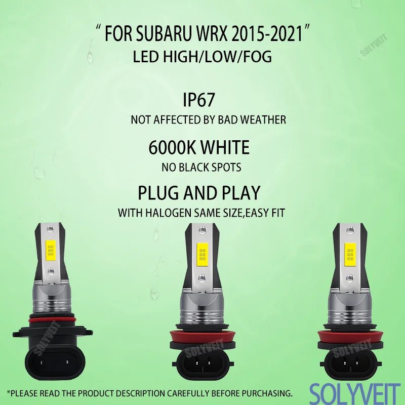 

Our Newly Upgraded Version Reflects Customer Feedback 6000K White LED Bulb For Subaru WRX 2015 2016 2017 2018 2019 2020 2021
