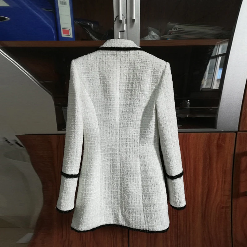 Dolly Drone lentejuelas Tweed traje abrigo para desplazamientos OL Otoño e Invierno para mujer chaqueta con diamantes de imitación Breastplate doble botonadura