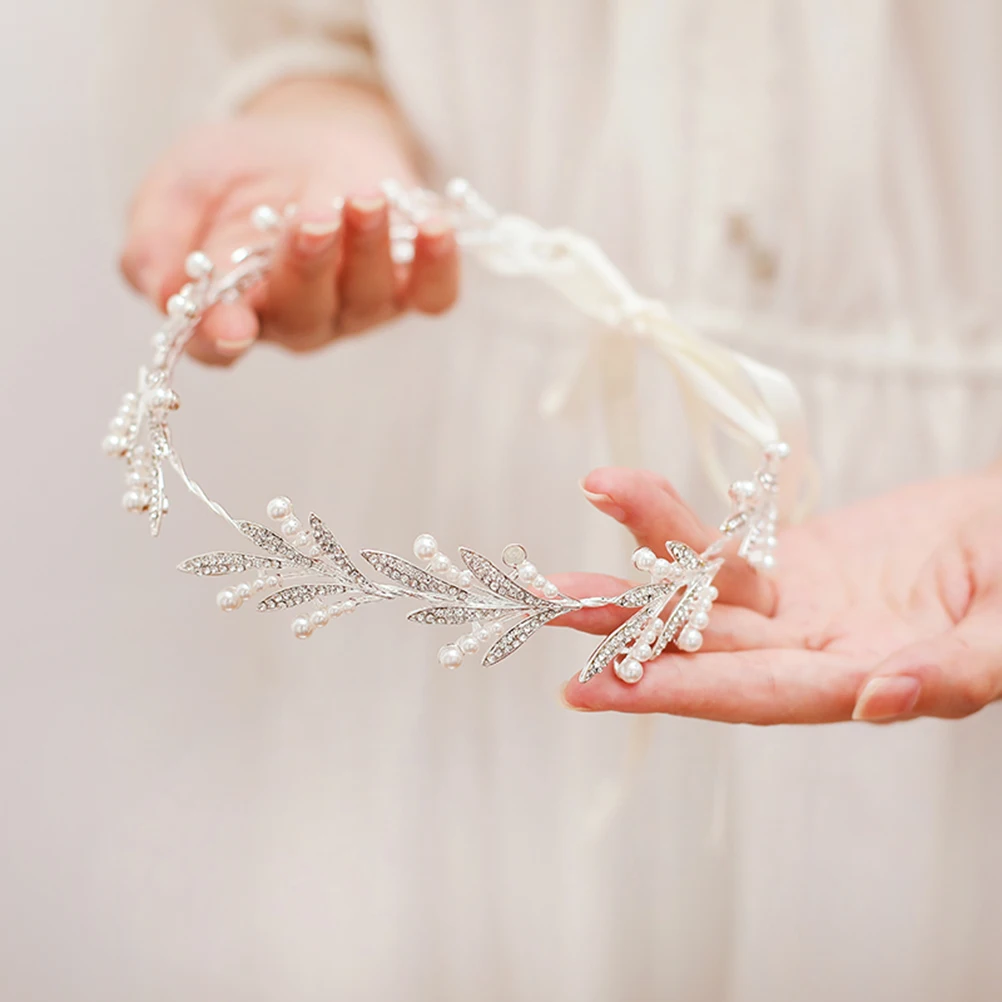 

Gorgeous Wedding Headband Shiny Rhinestone Pearl Bridal Hair Band Lightweight Elegant Bridesmaid Accessory Silver For Party Prom