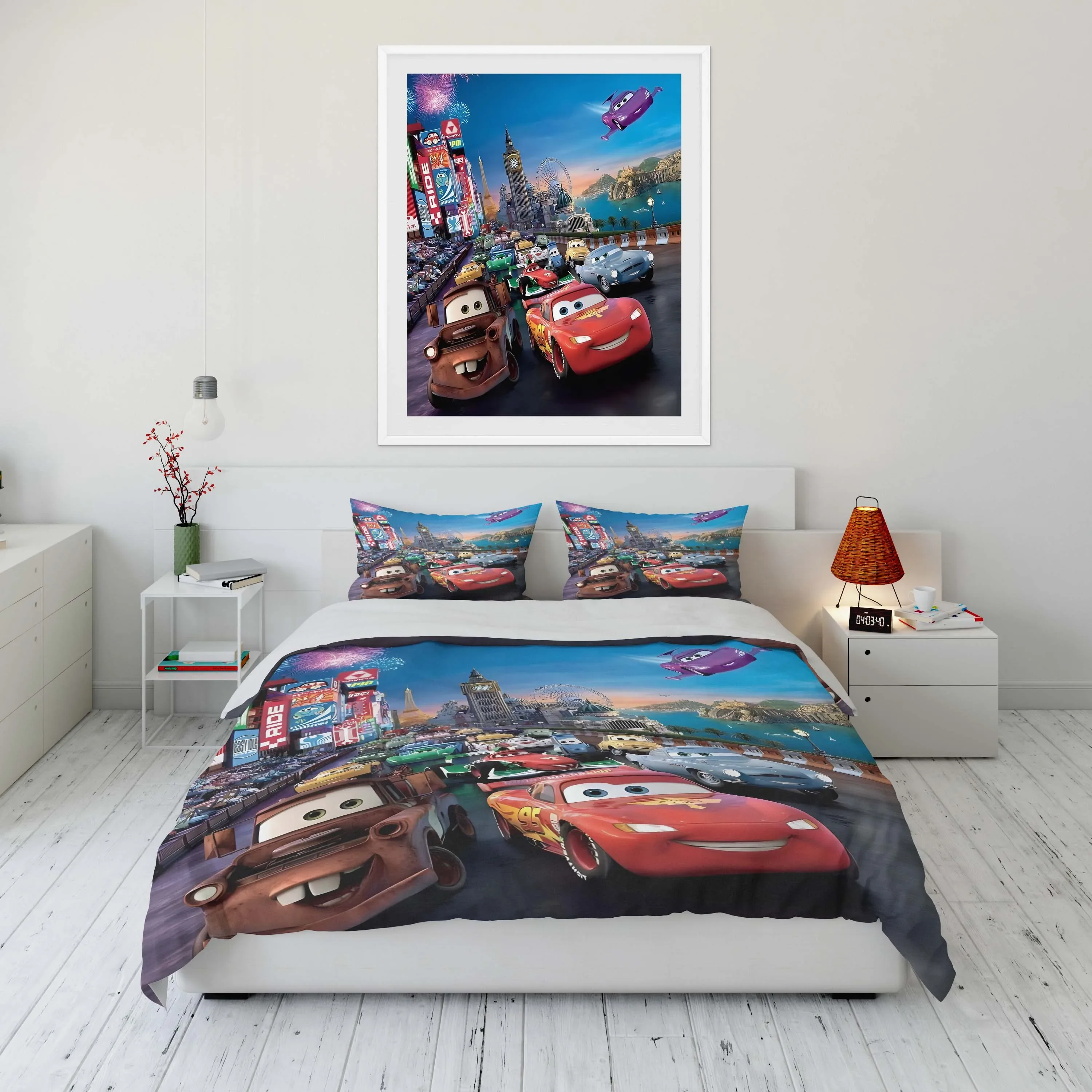 

10 Sizes Disney Cars McQueen Printed Bedding Set Duvet Cover 1 Duvet Cover 2 Pillowcases Adult and Children Bedding Set Luxury