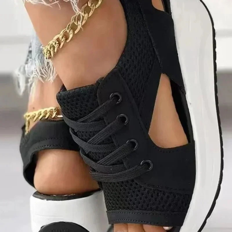 Fashion Women Sandals 2024 Summer Platform Chunky Comfortable Mesh Open Toe Casual Sports Ladies Sandalias Plus Size 35-43