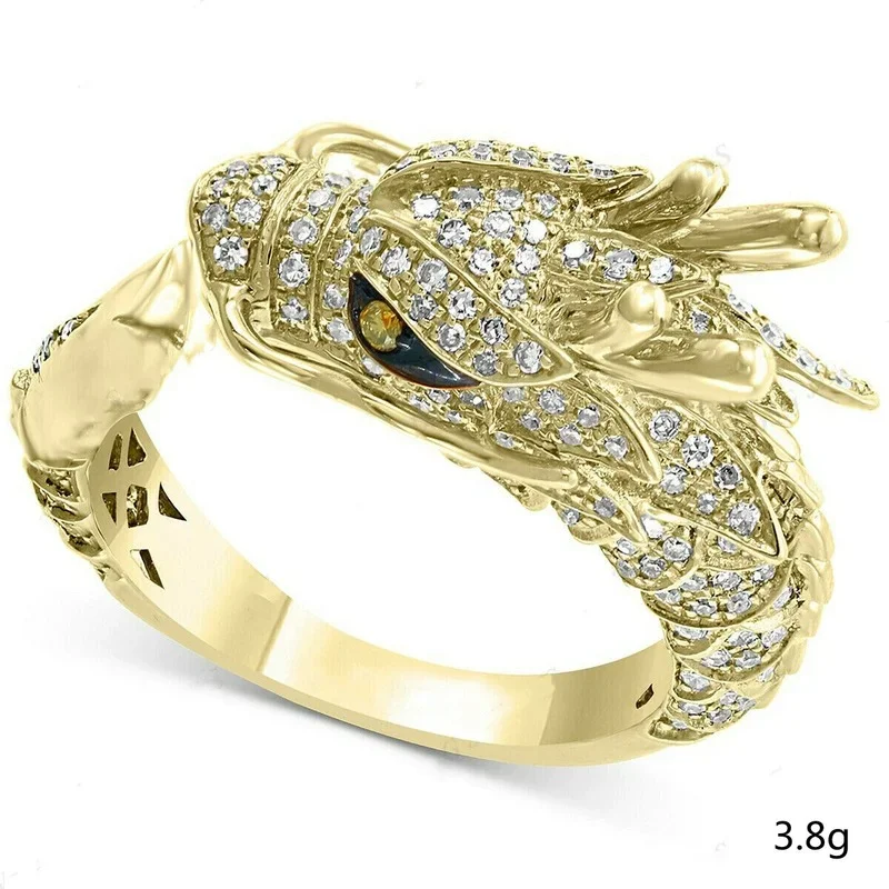 

Gothic Style Gold Dragon Ring 2025 Micro-Inlaid Full Diamond Unisex Ring Bijouterie Anel Masculino Bague Femme