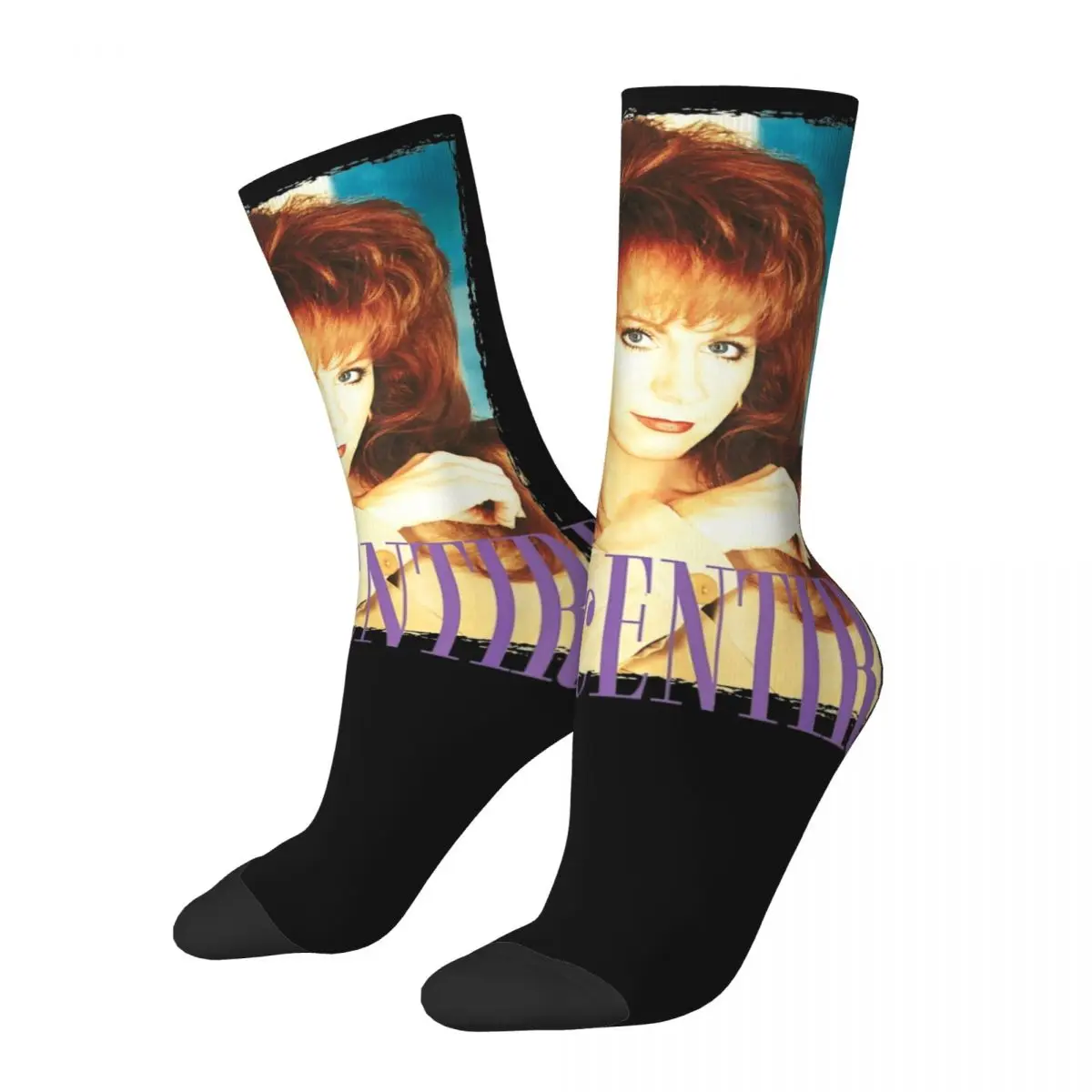 

Harajuku Vintage 90s Reba McEntire Design Warm Socks Accessories All Season Country Music Singer Soft Crew Socks Non-slip