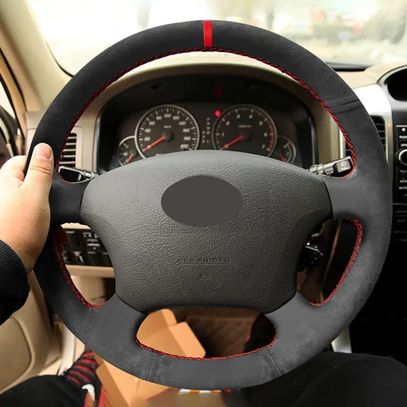 For Toyota Hilux Highlander Sequoia Sienna Tundra For Lexus LS400 GX470 Car Steering Wheel Suede Leather Cover Trim Accessories