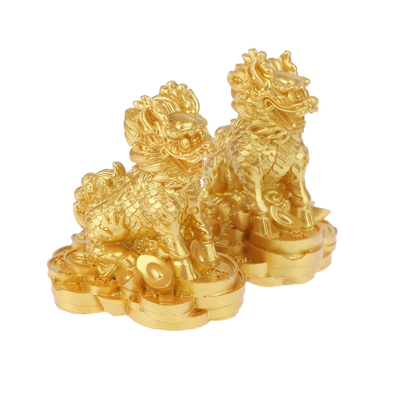 1 Para Chińskich Miedzianych Figur Feng Shui Kylin Chi-lin Qilin Bóstwo Bestia do Dekoracji Domu