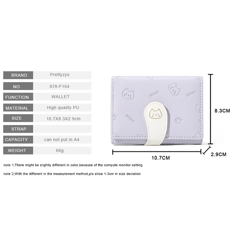 Brand Kitten Printing Wallet Women Cute Short Purse Card Holder Small Three Fold Wallet Women Coin Purse