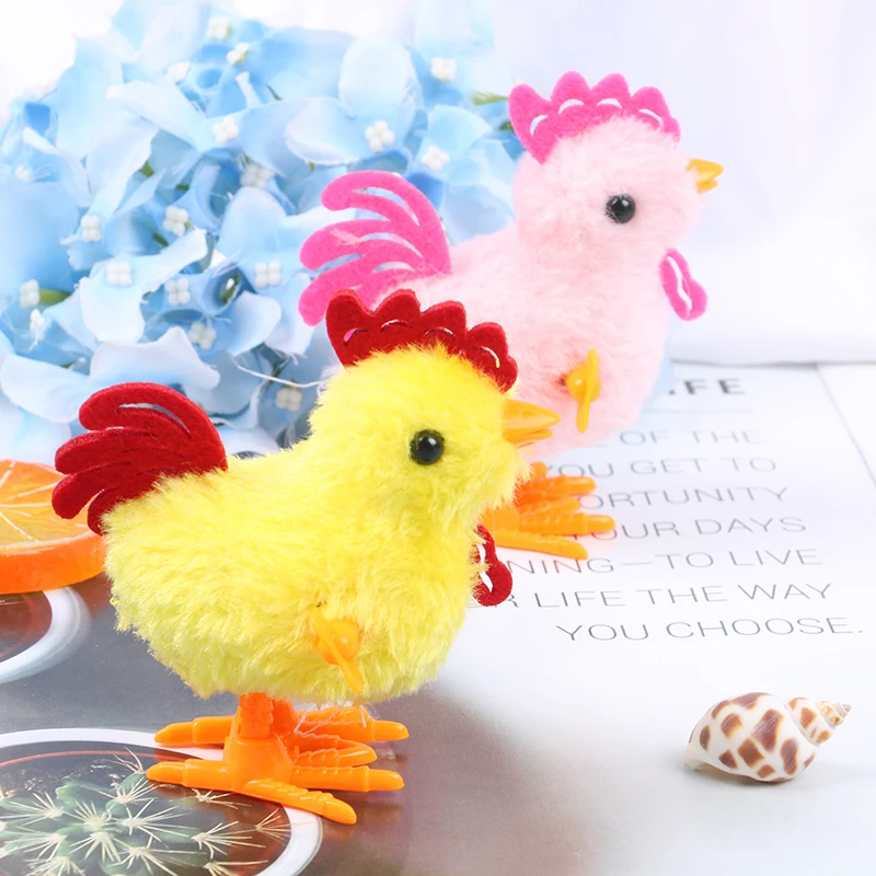 Plush Wind Up Chicken Kids Educational Toy Clockwork Jumping Walking Chicks Toys