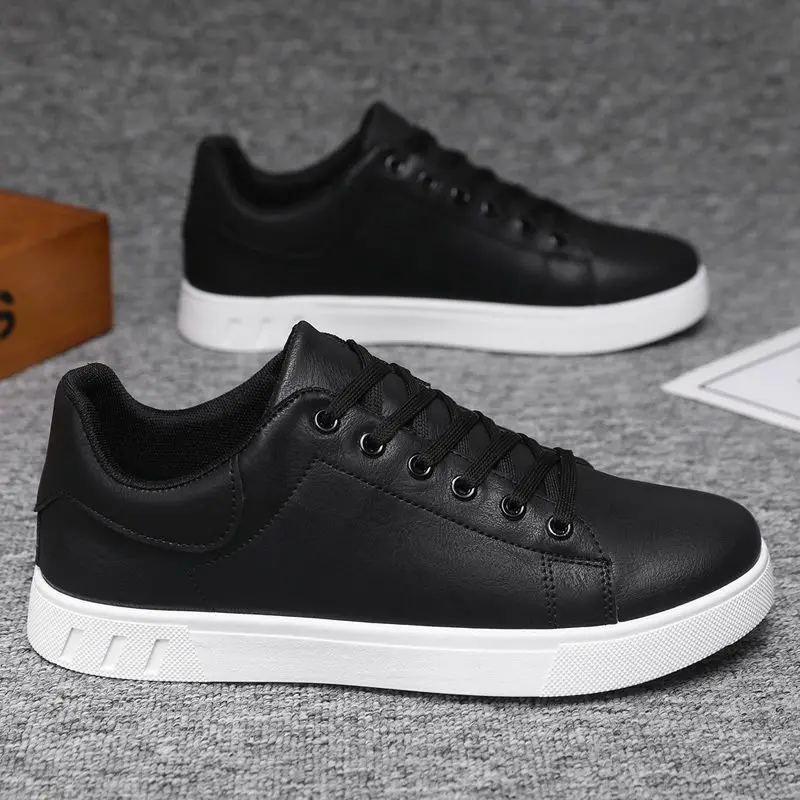 

Hot Sale Black Skateboard Shoes Men Fashion Comfortable Leather Original Men's Sneakers Trendy Outdoor Casual Sports Shoes Man