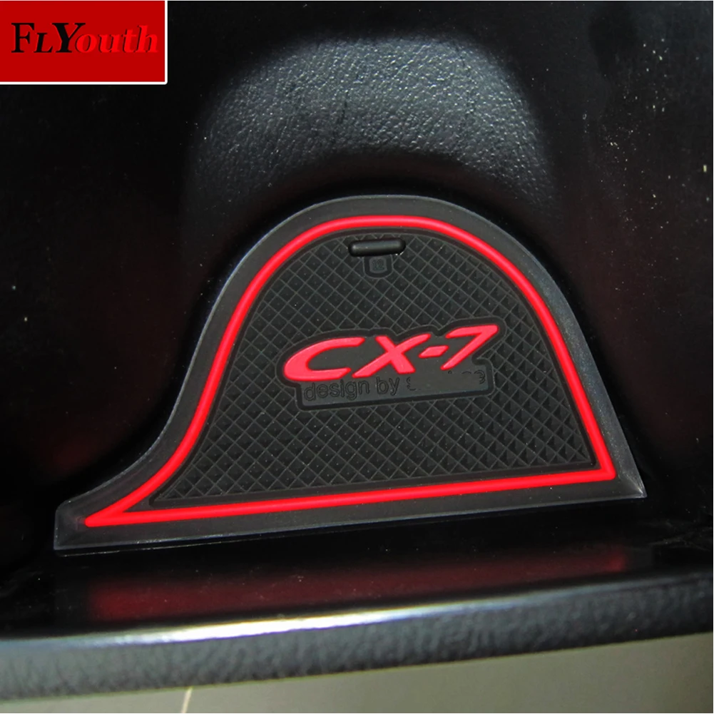 16pcs/set 3D Rubber Mat Non-slip Interior Cup Pad Door Groove Mat For Mazda CX-7 CX7 CX 7 Car door mat Auto Accessories Styling