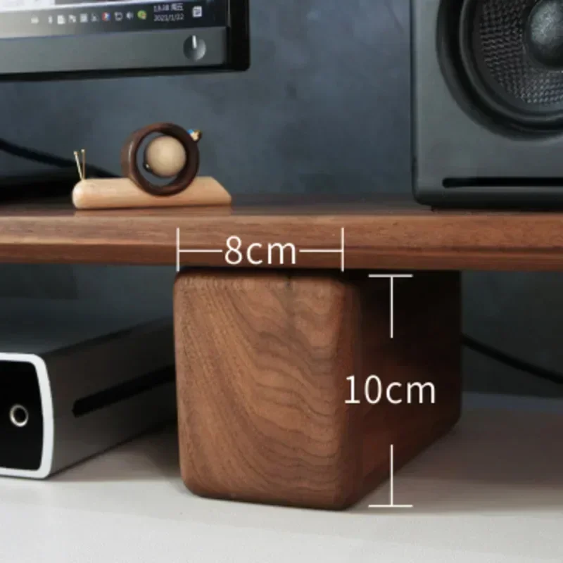 قاعدة مراقبة الجوز الأسود متعددة الوظائف للكمبيوتر المكتبي، حامل مرتفع للمكتب والكمبيوتر المحمول، رف تخزين لتوفير المساحة لطاولة الكمبيوتر