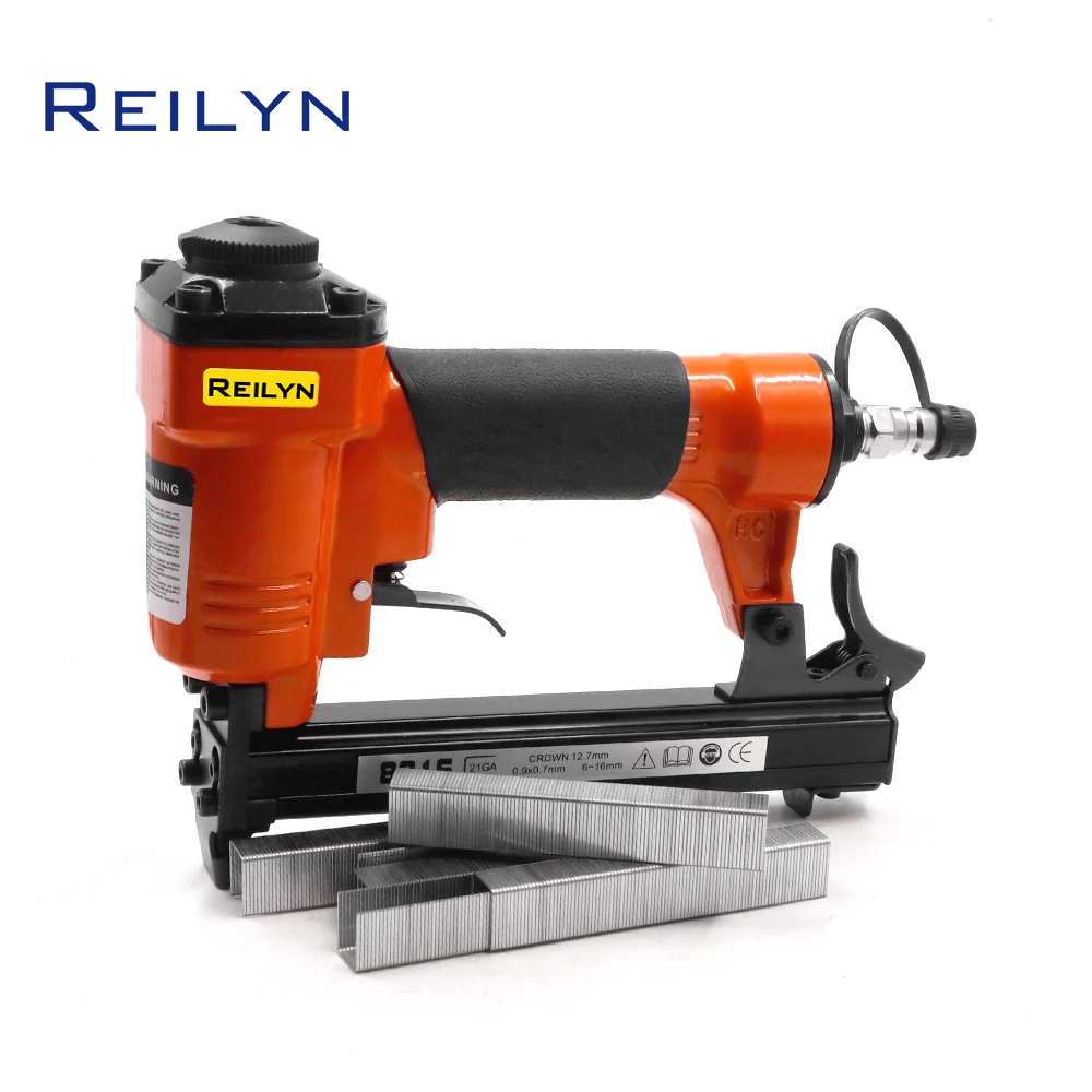 REILYN Air Nailer 21GA 8016 Pneumatic Nail Gun Upholstery Stapler for Sofa Roof Floor Upholstery Furniture