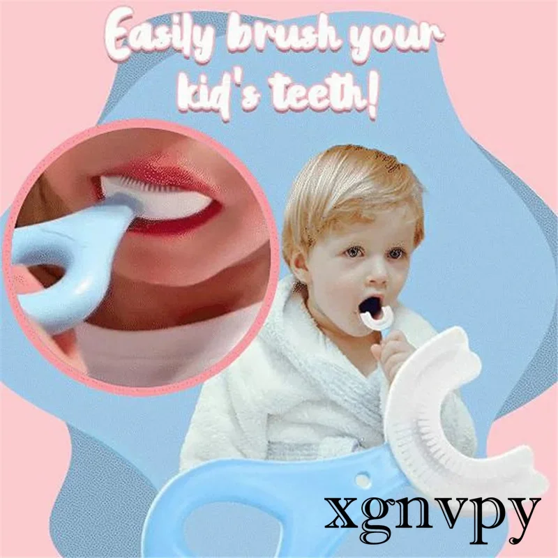 xgnvpy Children Toothbrush 360 Degree U Shaped Teether Brush Silicone Kids Teeth Cleaning Oral Care Tool