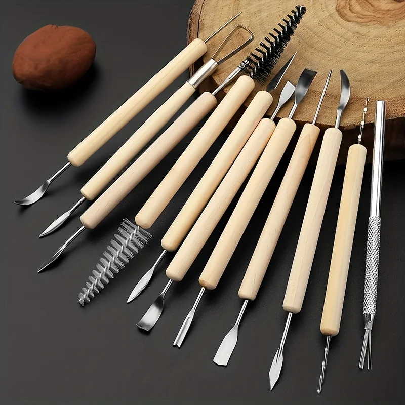 

11 Pack Clay Tools Kit, Pottery Tools & Sculpting Tools, Polymer Modeling Clay Cutters Sculpture Set for Carving, Ceramics, Mold