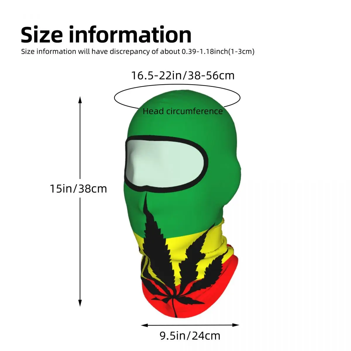 Flag Of Rastafarians With Cannabis Balaclava Full Face Mask Breathable Motorcycle Caps Neck Windproof Dustproof Cycling Caps