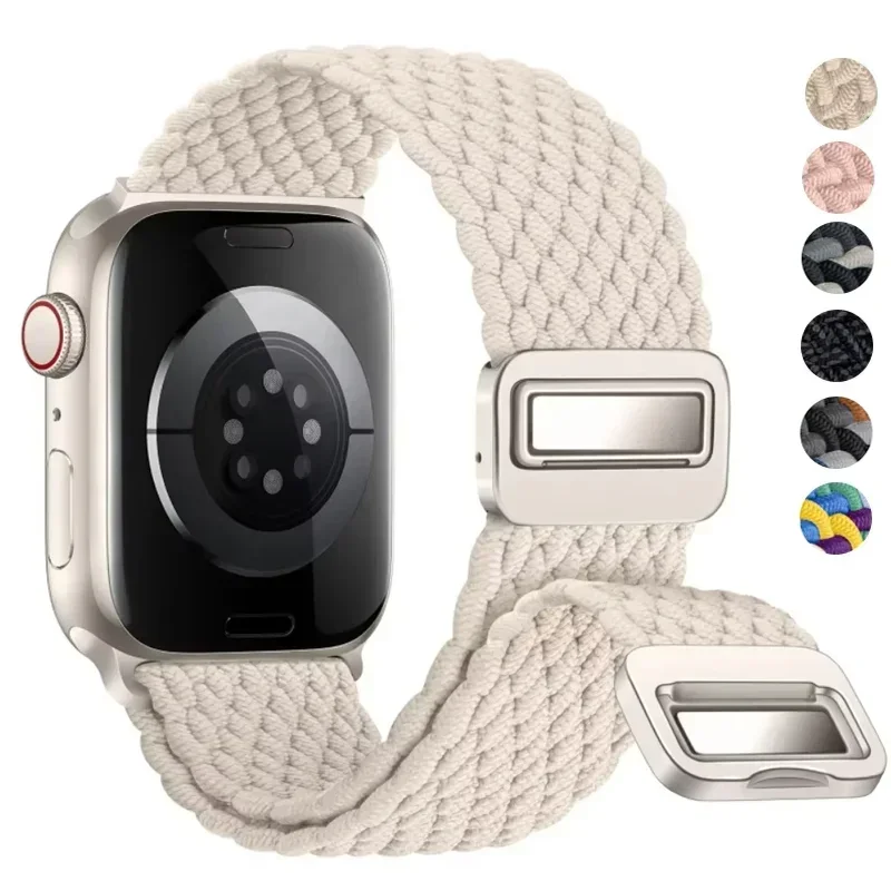 Modisches Unisex Geflochtenes Magnetisches Nylon-Armband für Apple Watch S11 S10 44/46mm 9/8/7/SE 6 5 4 3 Ultra 38-49mm Verstellbarer Riemen