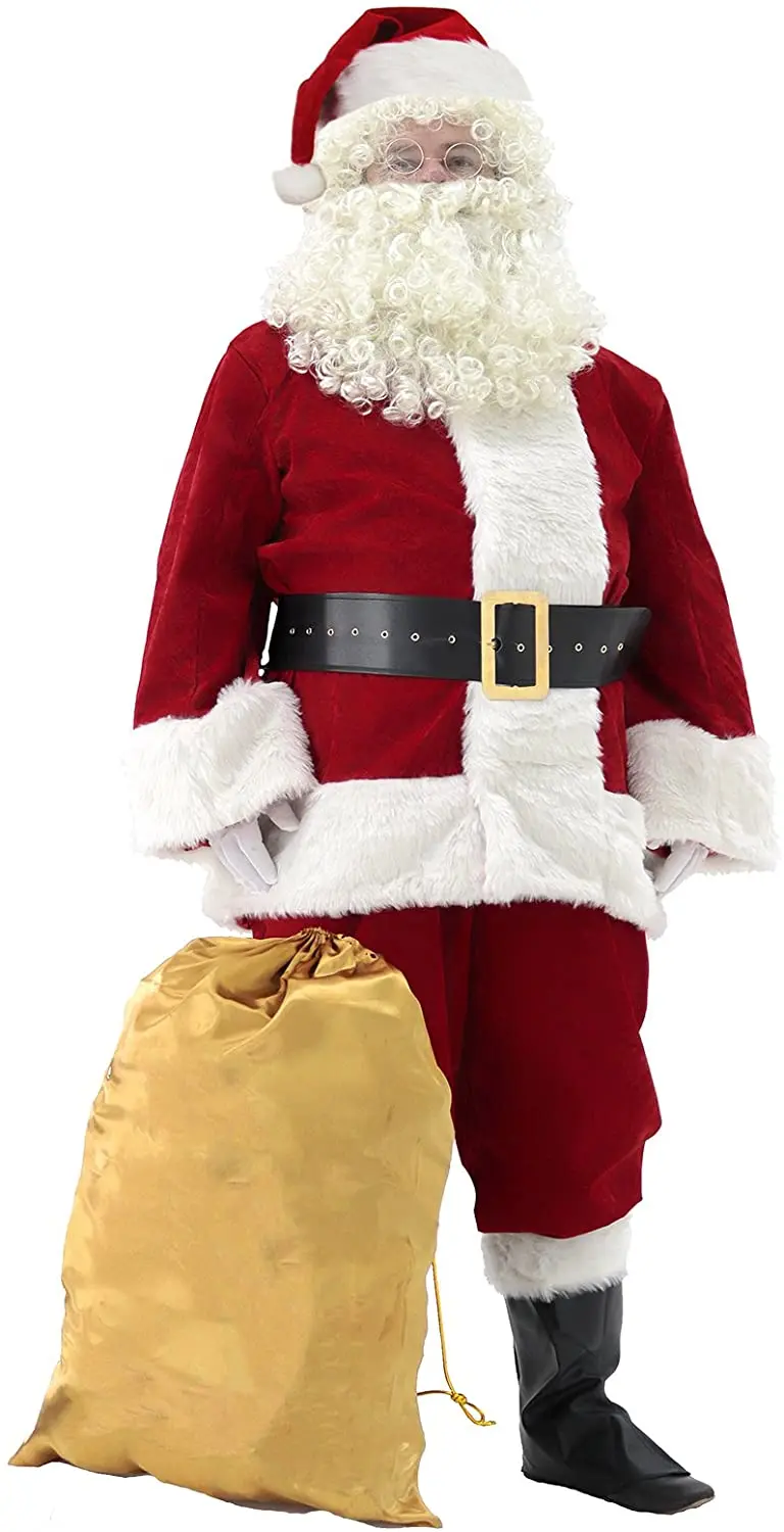 Santa Claus Suit Men's 11-piece Luxury Christmas Super Velvet Adult Santa Claus Costume Event Dedicated