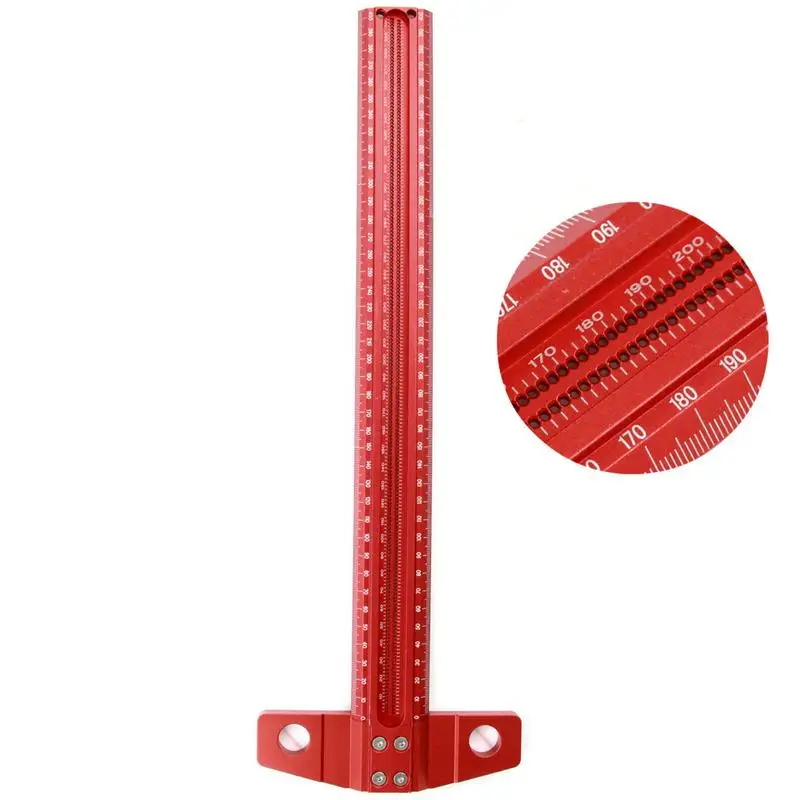 

300mm/400mm Precision Woodworking Scriber T Square Marking T Ruler Aluminum Alloy Hole Positioning Crossed-out Hole Marking Gaug