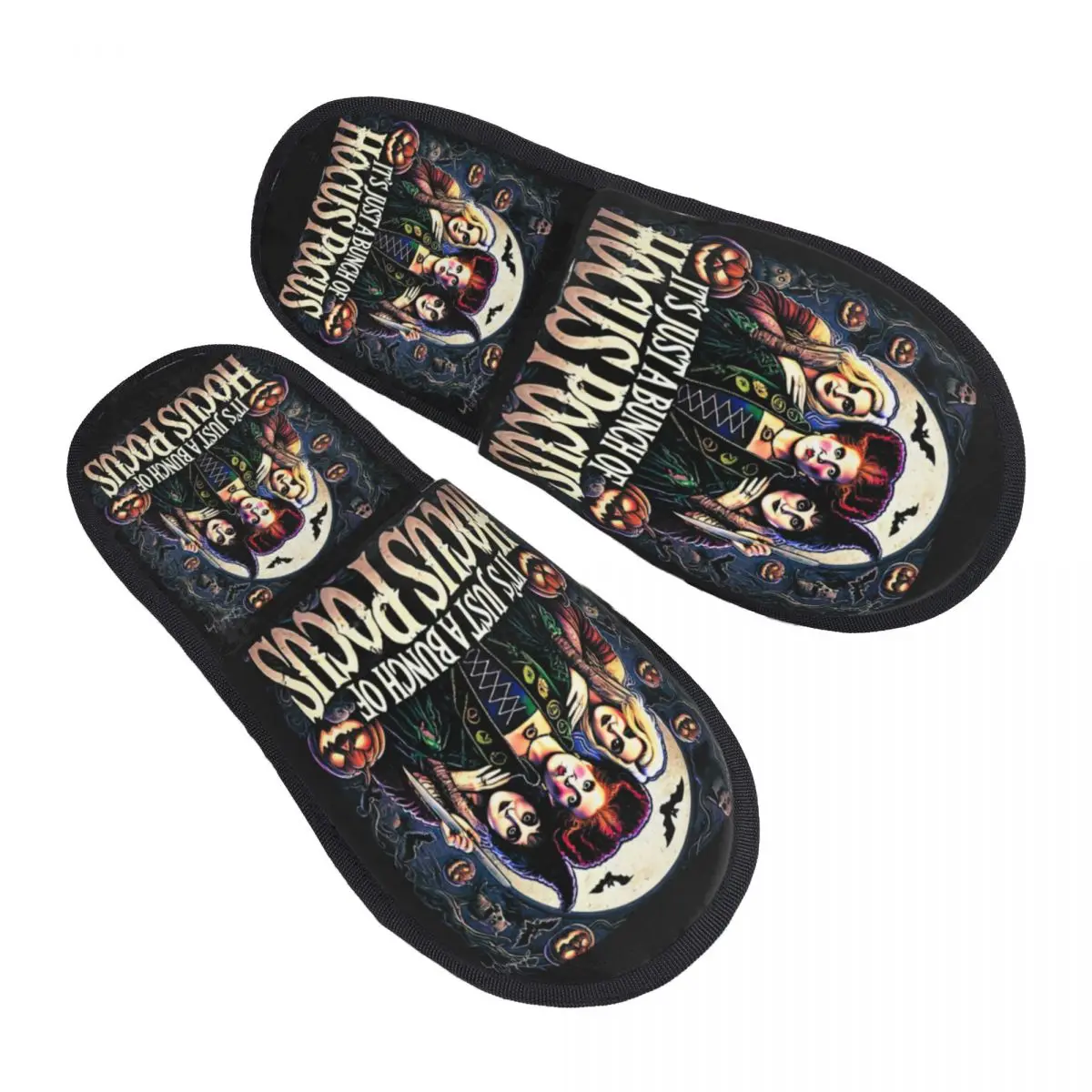 Custom Halloween Witch Hocus Pocus Movie Cozy Scuff Memory Foam Slippers Women Hotel House Shoes