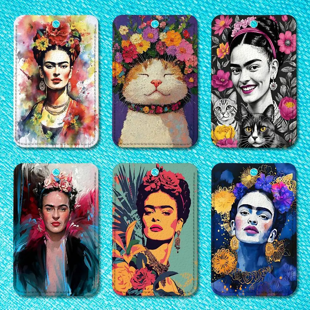

Fashion F-FridaS-S K-Kahlos Premium PU Leather Card for Daily Use Holder Card Case with Metal Carabiner Customizable Design