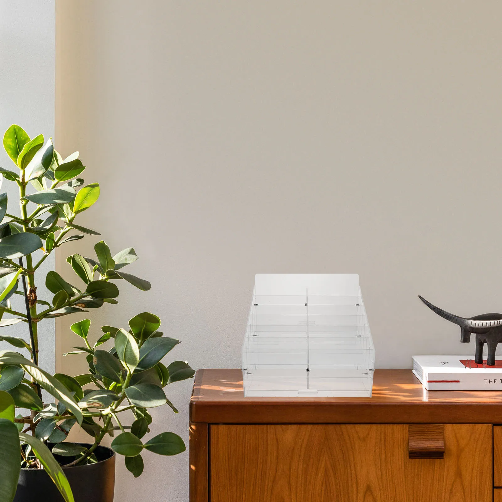 

Multi-Compartment Acrylic Phone Storage Box Compact Design Desktop Organizer for Phones Accessories Meeting Room Use