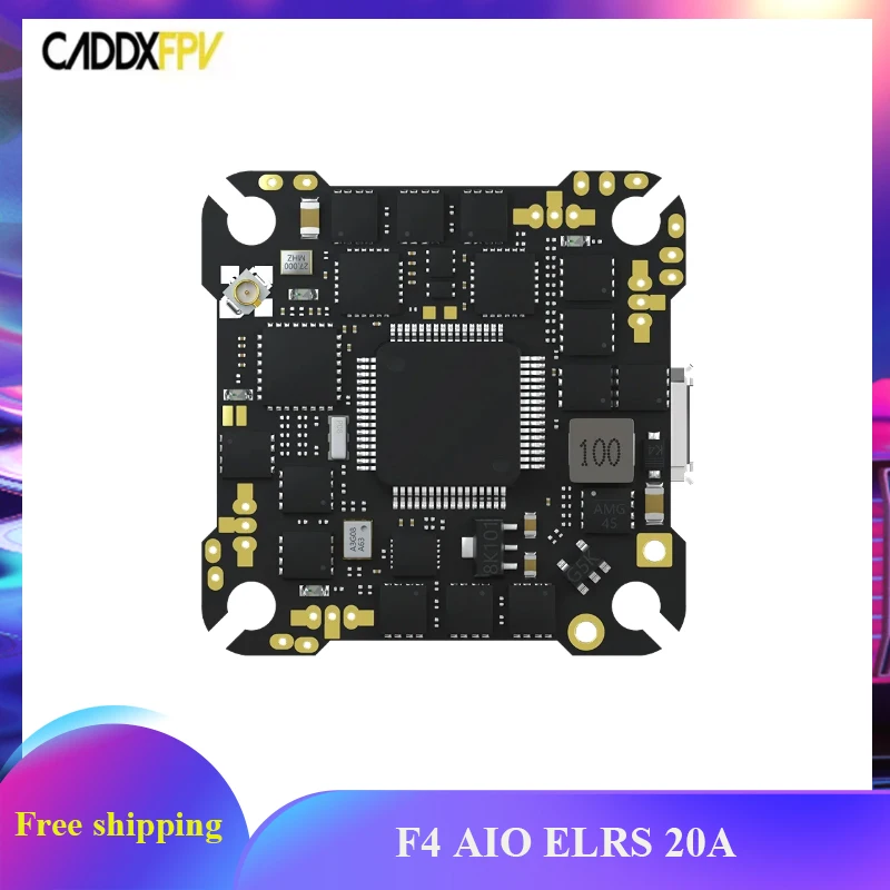 

CADDXFPV F4 20A ESC AIO Flight Control 25.5×25.5mm Built-in ExpressLRS ELRS receiver / Blackbox / IMC42688 / BMP280 Baromet