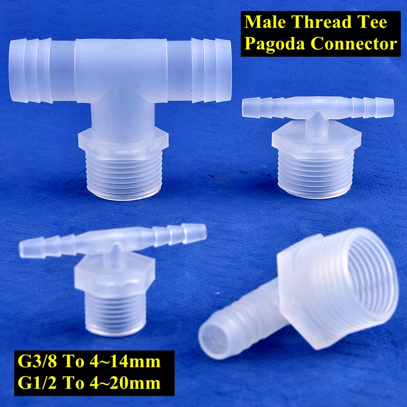 5~100 Pcs G3/8 G1/2 Male Thread Tee Connector Breed Water Pipe 6mm~16mm Tee Pagoda Joint Aquarium Fish Tank Hose Adapter