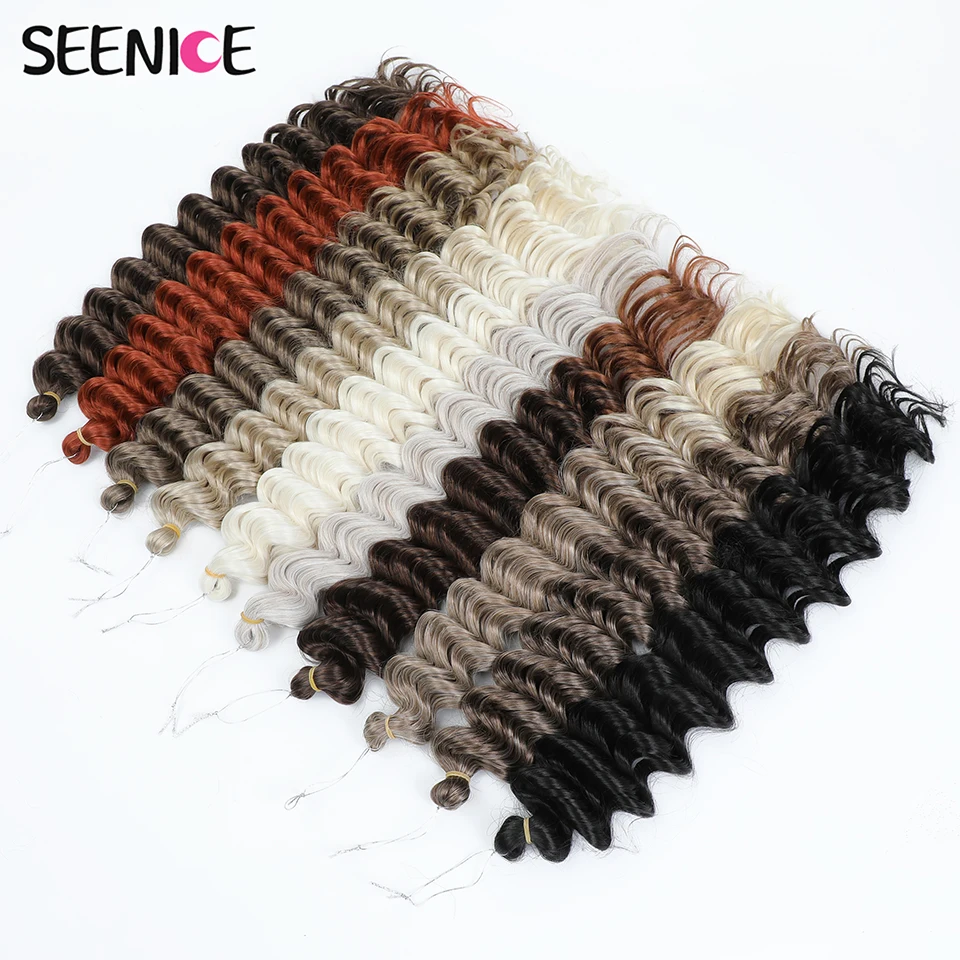 Rizos africanos sintéticos, cabello de ganchillo ondulado profundo, trenzas Afro rizadas de ganchillo, Ombre, rojo, marrón, extensiones de cabello