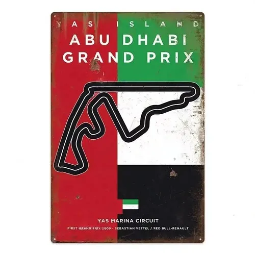 Yas Island Circuit Abu Dhabi Grand Prix 2009, plaque murale en métal, décoration murale