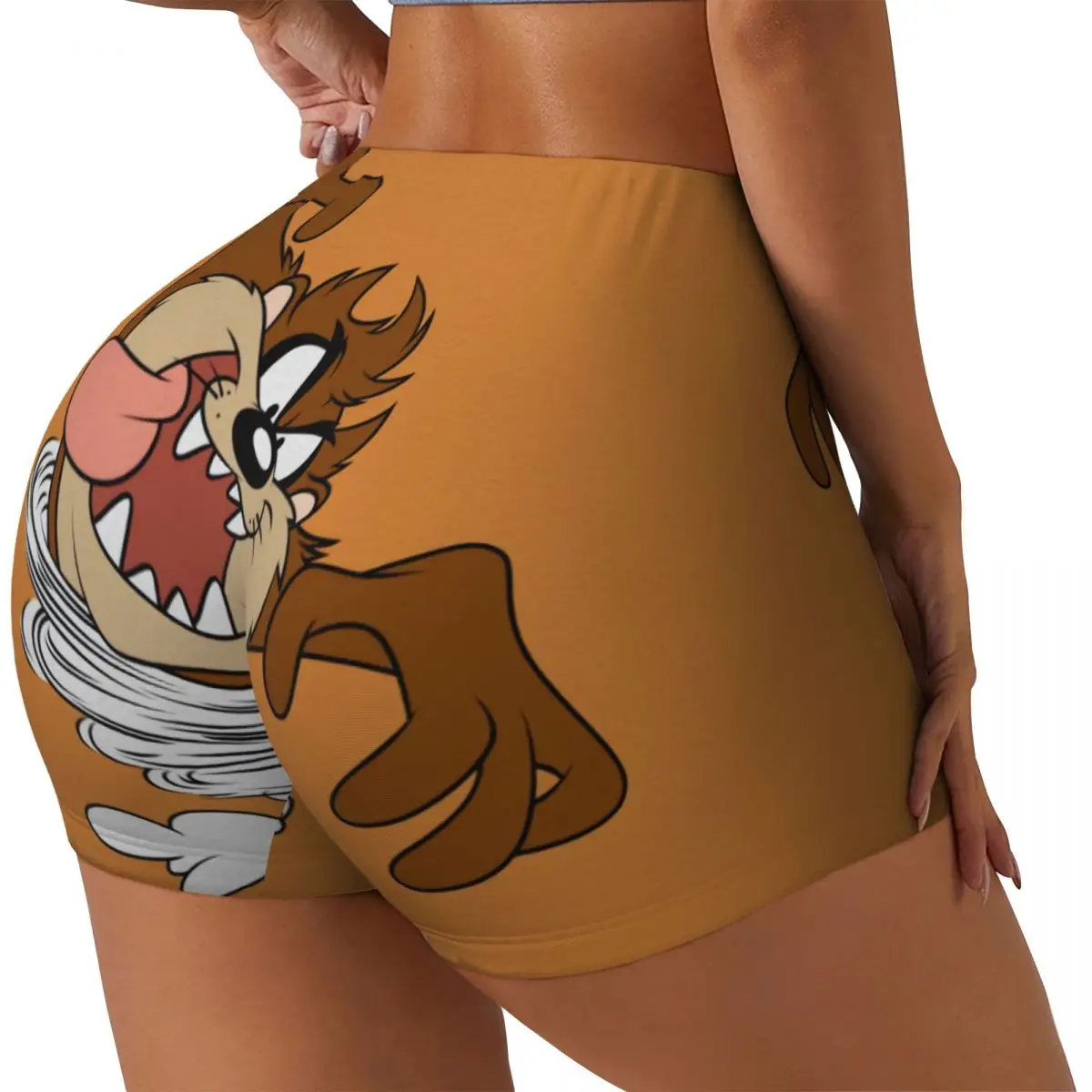 Custom Tasmanians Devil Cartoon Biker Running Gym Shorts Women's Anime Character Athletic Workout Yoga Shorts