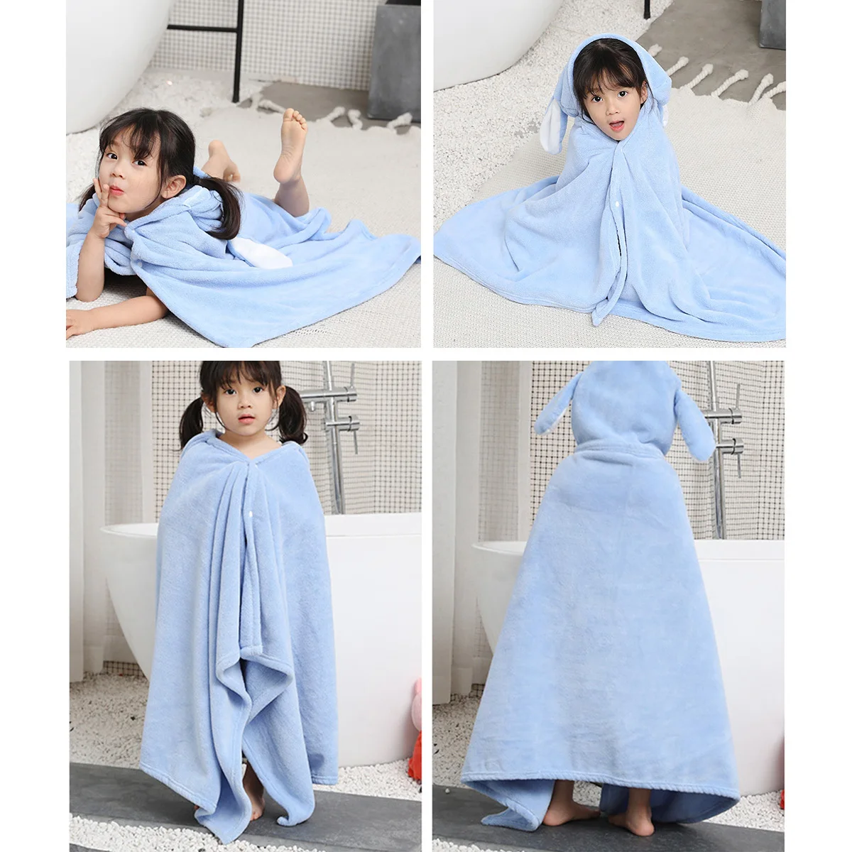 

1 шт., детское банное полотенце с капюшоном из мультфильма, коралловый флис, быстросохнущий пляжный плащ, мягкий впитывающий детский банный полотенце с капюшоном