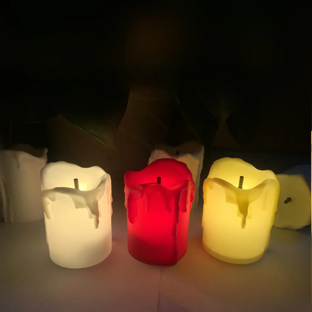 2Pcs Black LED Flameless Tea Lights with Flickering Effect for Valentine’s Day Christmas Party Decor, Eco-Friendly