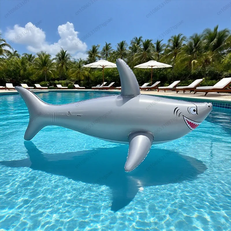 Pool party inflatable shark 100cm large silver environmentally friendly thickened pvc water simulation inflatable toy