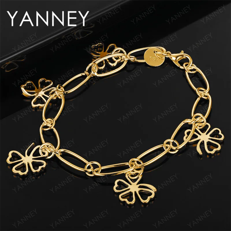 

Charm 925 Silver 18K Gold Exquisite Four-Leaf Clover Bracelet Women's Gift Wedding Engagement Accessory Fashion Jewelry