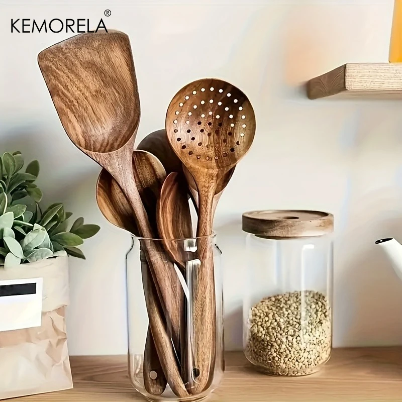 10PCS Natural Wooden Spoons –Kitchen Utensils for Stirring, Mixing & Serving – Durable Splinter-Free Wooden Spatulas & Ladles