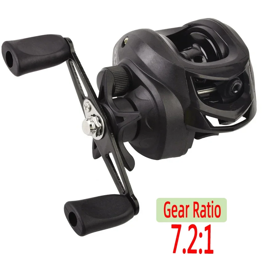 Carrete de pesca Baitcasting, carrete ligero 7,2: 1, relación de engranaje, rueda de pesca, carrete de fundición de cebo, arrastre máximo de 8kg,