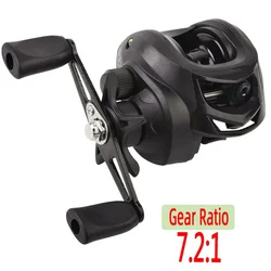 Carrete de pesca Baitcasting, carrete ligero 7,2: 1, relación de engranaje, rueda de pesca, carrete de fundición de cebo, arrastre máximo de 8kg, agua salada, alta velocidad