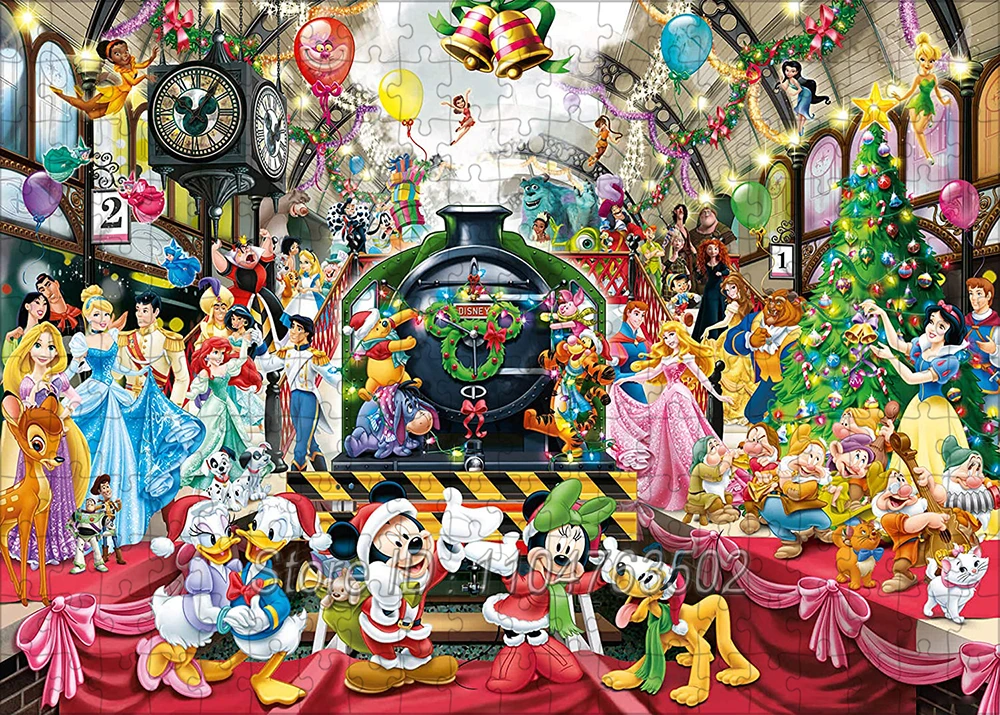 

Christmas Series Puzzle Disney Princess Mickey Mouse Cartoon New Year Gift Disney Character Jigsaw Puzzles Handmade Toys