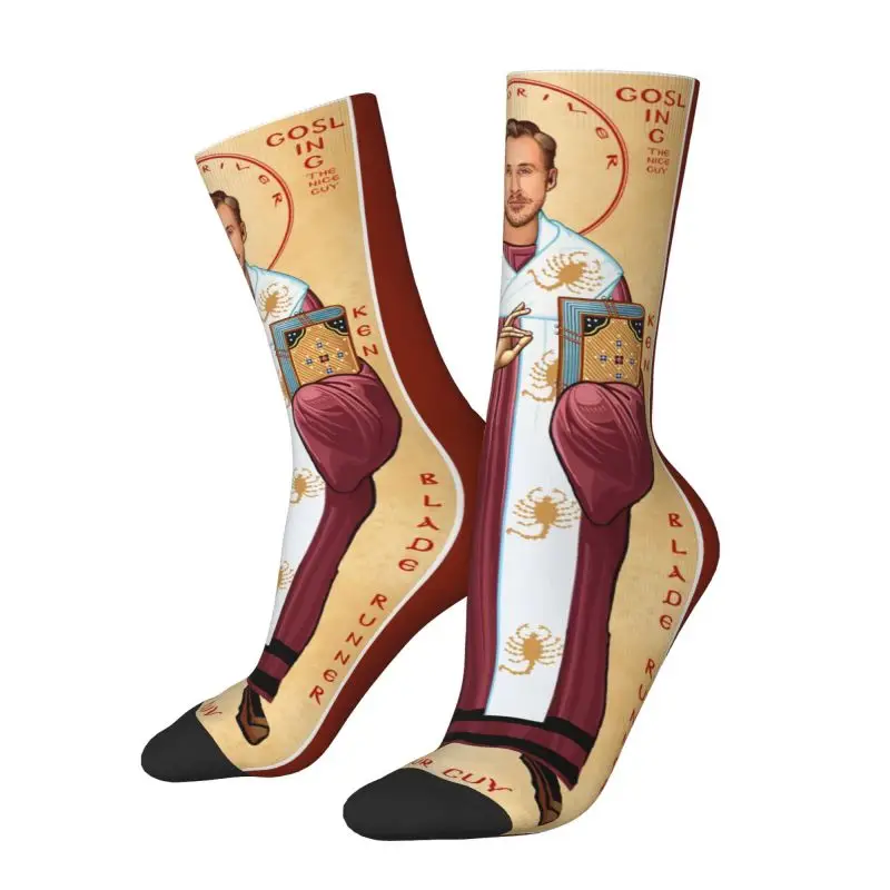 Funny Men's Saint Ryan Gosling Dress Socks Unisex Warm Breathbale 3D Print Crew Socks