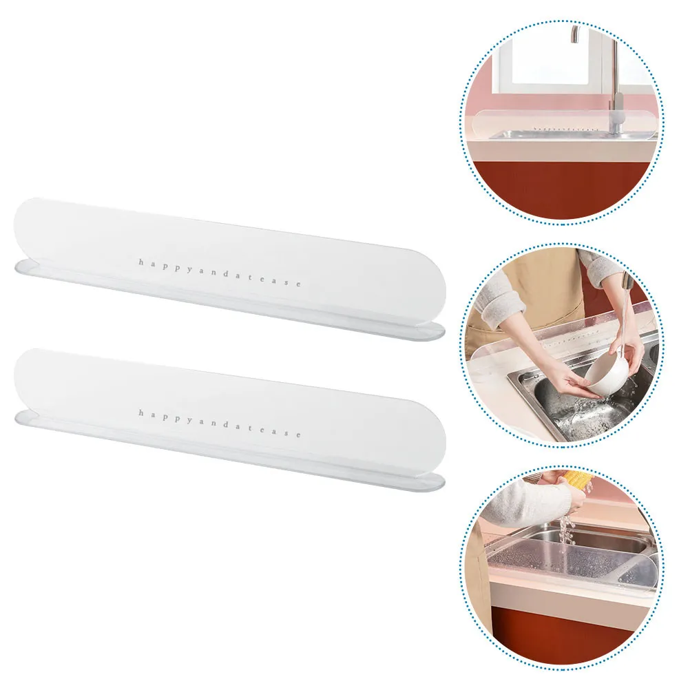 2Pcs Splash Guard Kitchen Sink Water Anti-Splashing Retaining Plate Transparent Material Suction Cup Shower Splash Proof