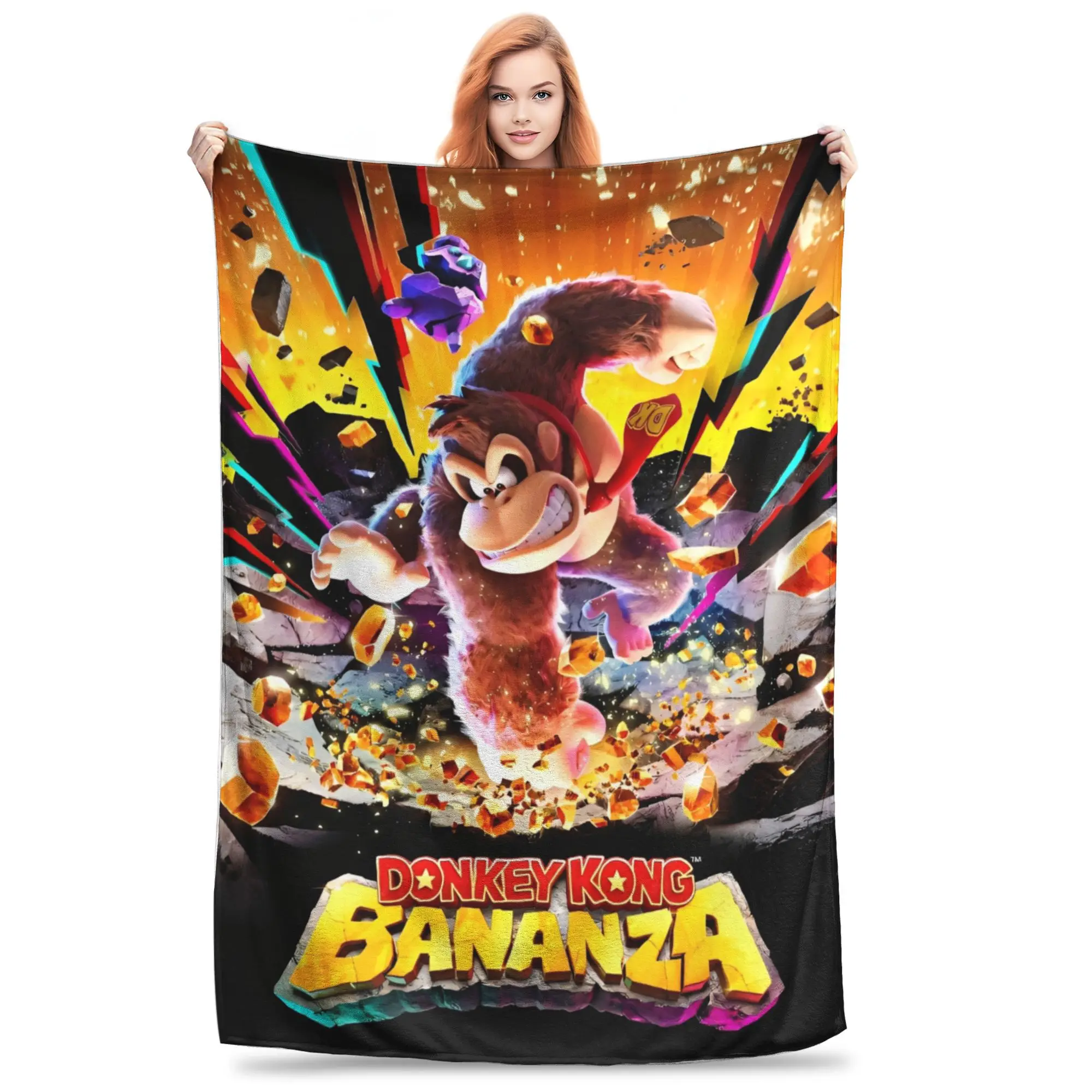 

donkey kong bananza game Merch Blanket Soft Velvet Throw Blankets Relax Quilt