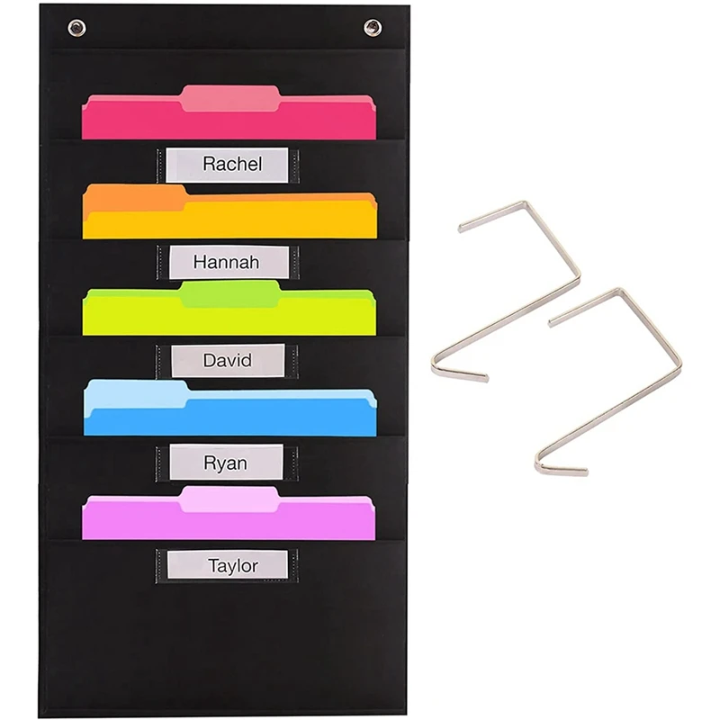 مخطط جيب للتخزين للخدمة الشاقة ، علامات الأسماء ، شعلتان فوق الباب متضمن ، منظم ملفات حائط معلق ، 5 جيوب