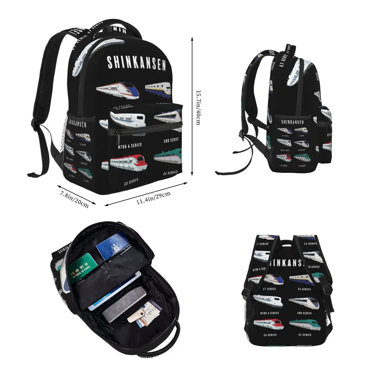 Japanese Shinkansen Bullet Trains Backpacks Boys Bookbag Students School Bags Cartoon Rucksack Lunch Bag Pen Bag Three-Piece Set