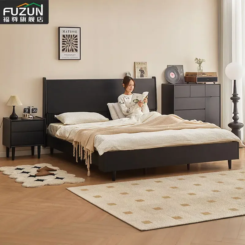 Fuzun Starlight Solid Wood Bedside Table Black Luxury Bedroom Storage Cabinet Modern minimalist storage cabinets image 5